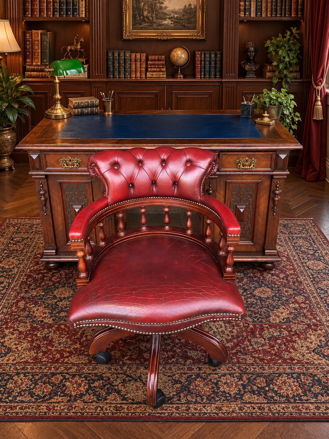 Engels Bureau & Chesterfield Bureaustoel, Antiek en Kunst, Ophalen