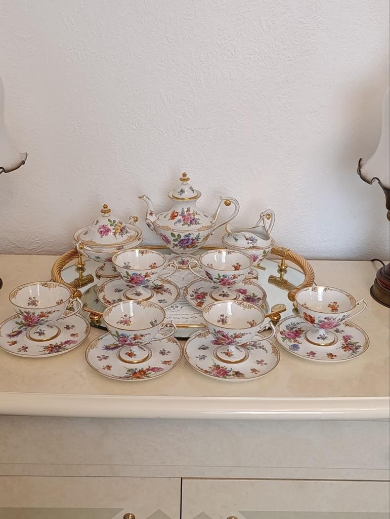 Service thé café porcelaine Dresden Germany rare, Antiek en Kunst, Antiek | Servies compleet, Ophalen of Verzenden