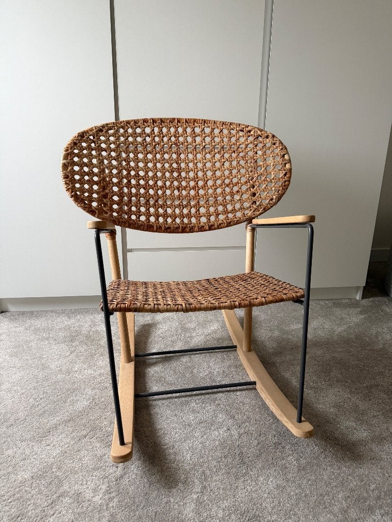 Fauteuil à bascule en rotin IKEA, Maison & Meubles, Comme neuf, Brun, Enlèvement, Une