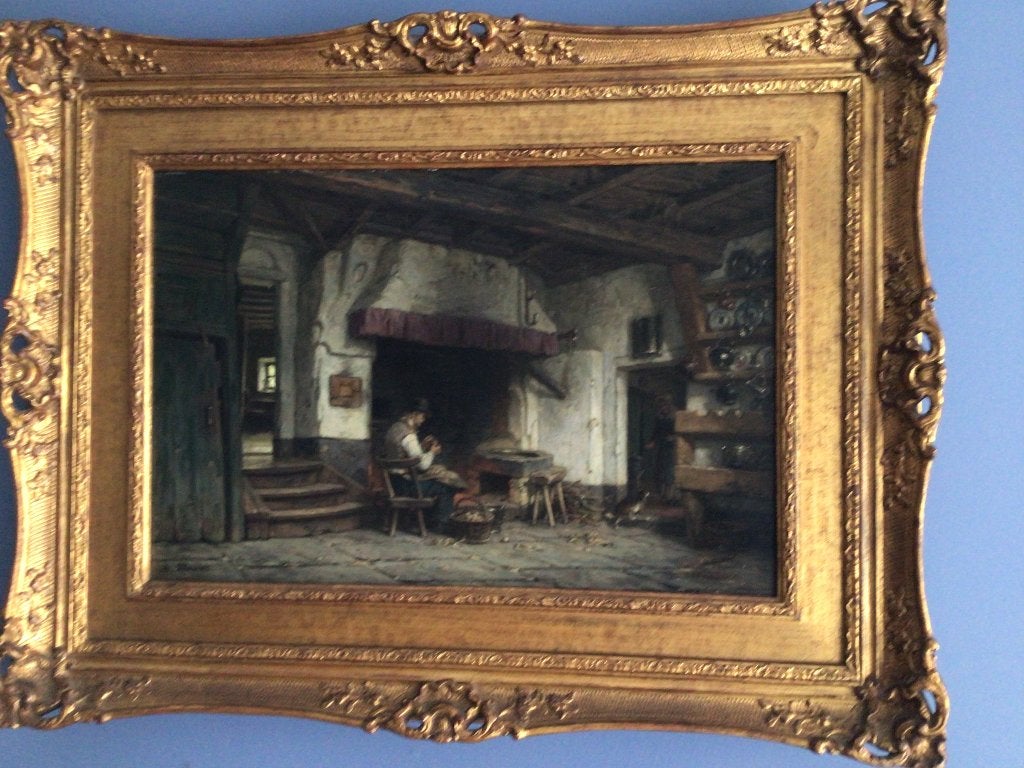 Mooi oud schilderijtje ( A.Plumot ), Ophalen, Gesigneerd, Paneel