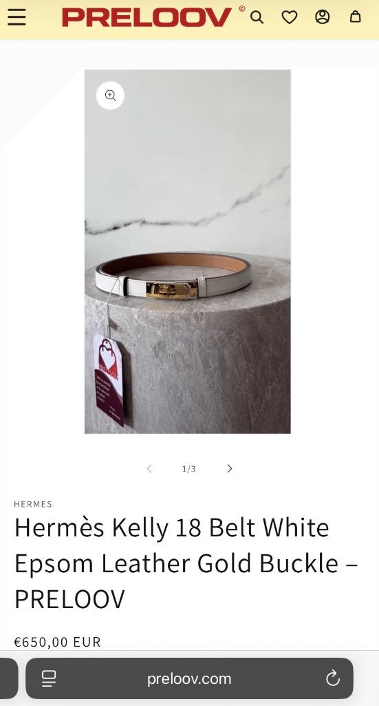 Hermès Riem Kelly 18 Belt White Epsom Leather Gold dames, Vêtements | Femmes, Ceintures, Neuf, Cuir véritable, 90 à 100 cm, Moins de 3 cm