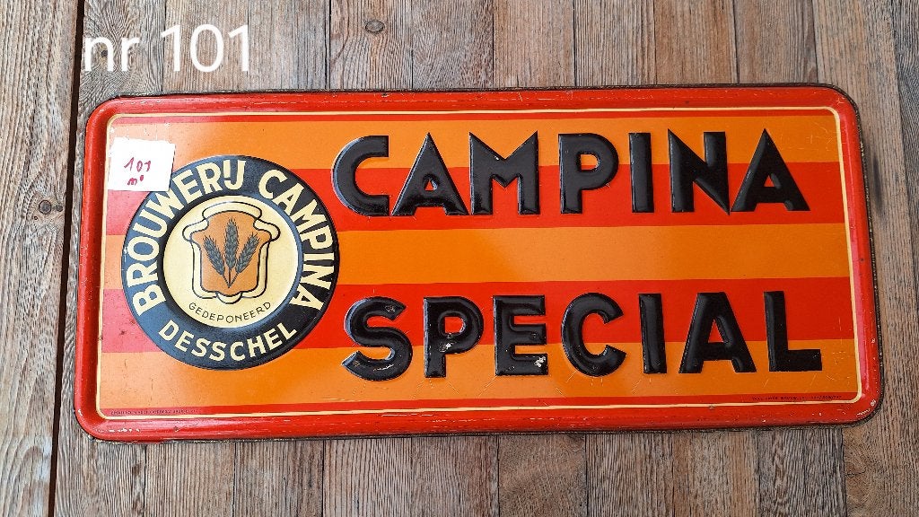 reclame bord Campina Special  metaal (nr101), Ophalen, Gebruikt, Reclamebord, Plaat of Schild, Overige merken