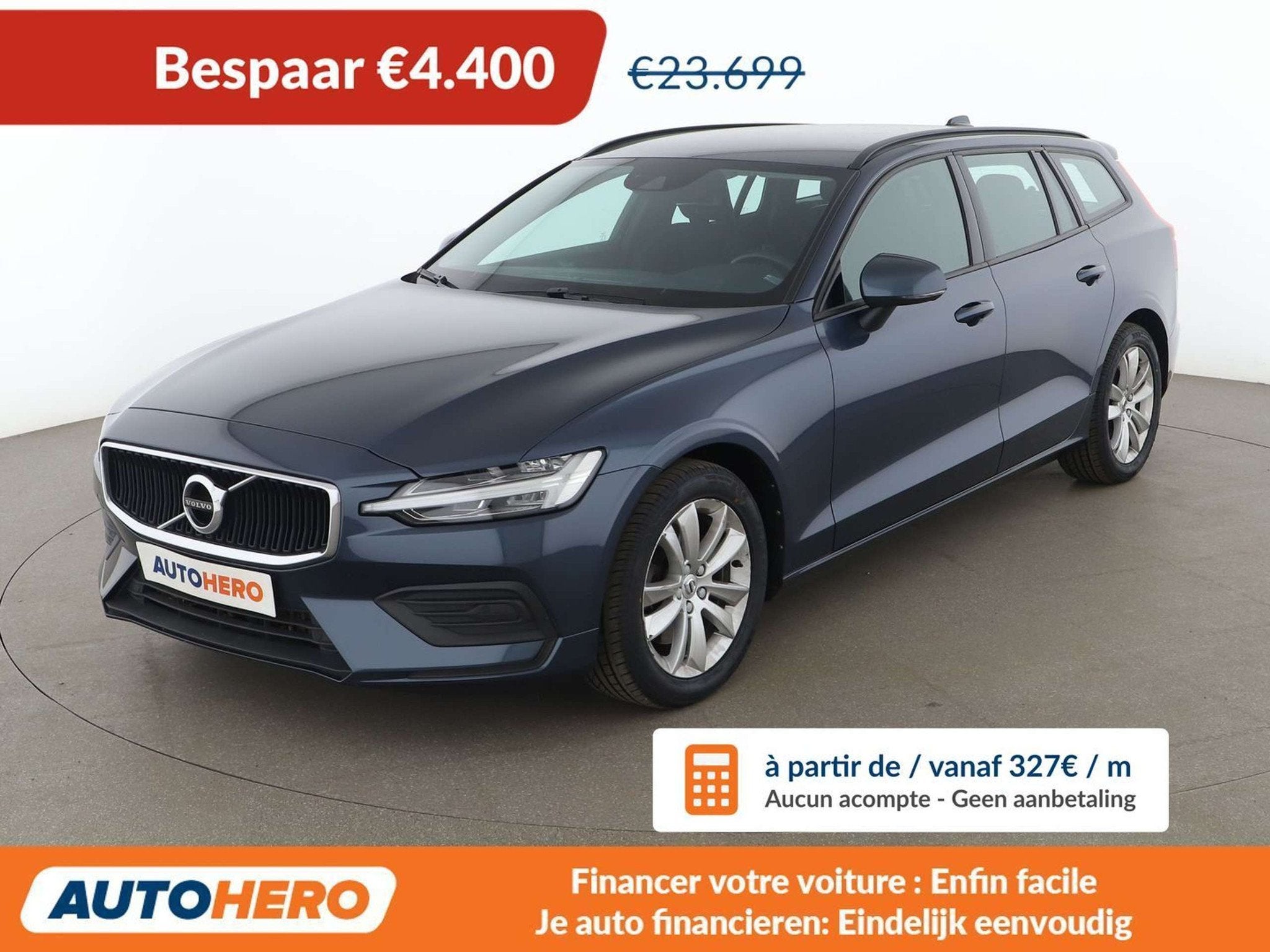 Volvo V60 2.0 B3 Mild-Hybrid Momentum Core (bj 2021), Auto's, Stof, Gebruikt, 1969 cc, Blauw