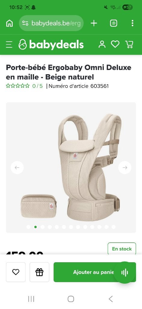Porte-bébé Ergobaby Omni Deluxe en maille - Beige naturel, Enlèvement, Comme neuf