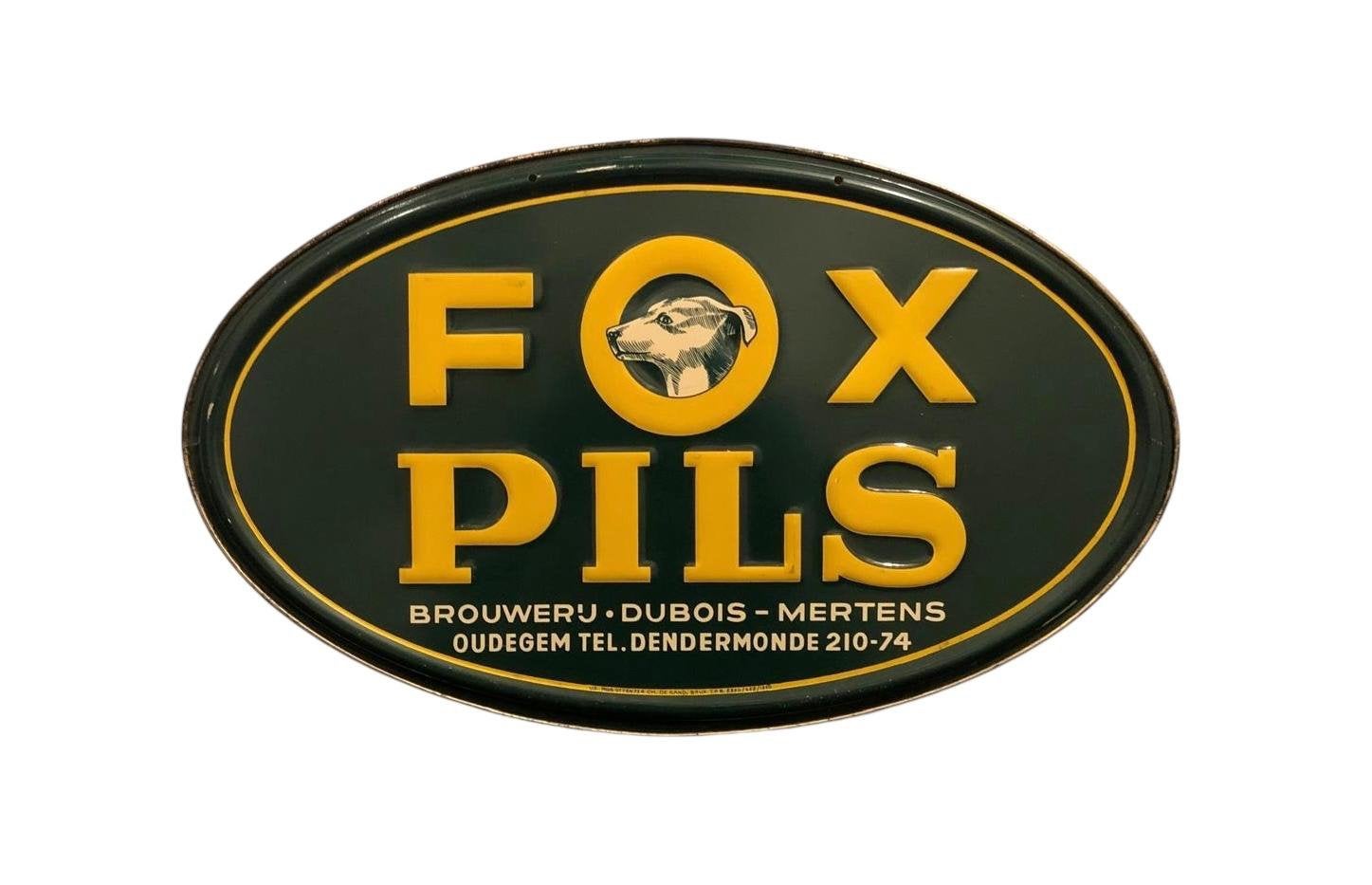 Blikken reclamebord Fox Pils - Oudegem, Ophalen of Verzenden, Zo goed als nieuw, Reclamebord