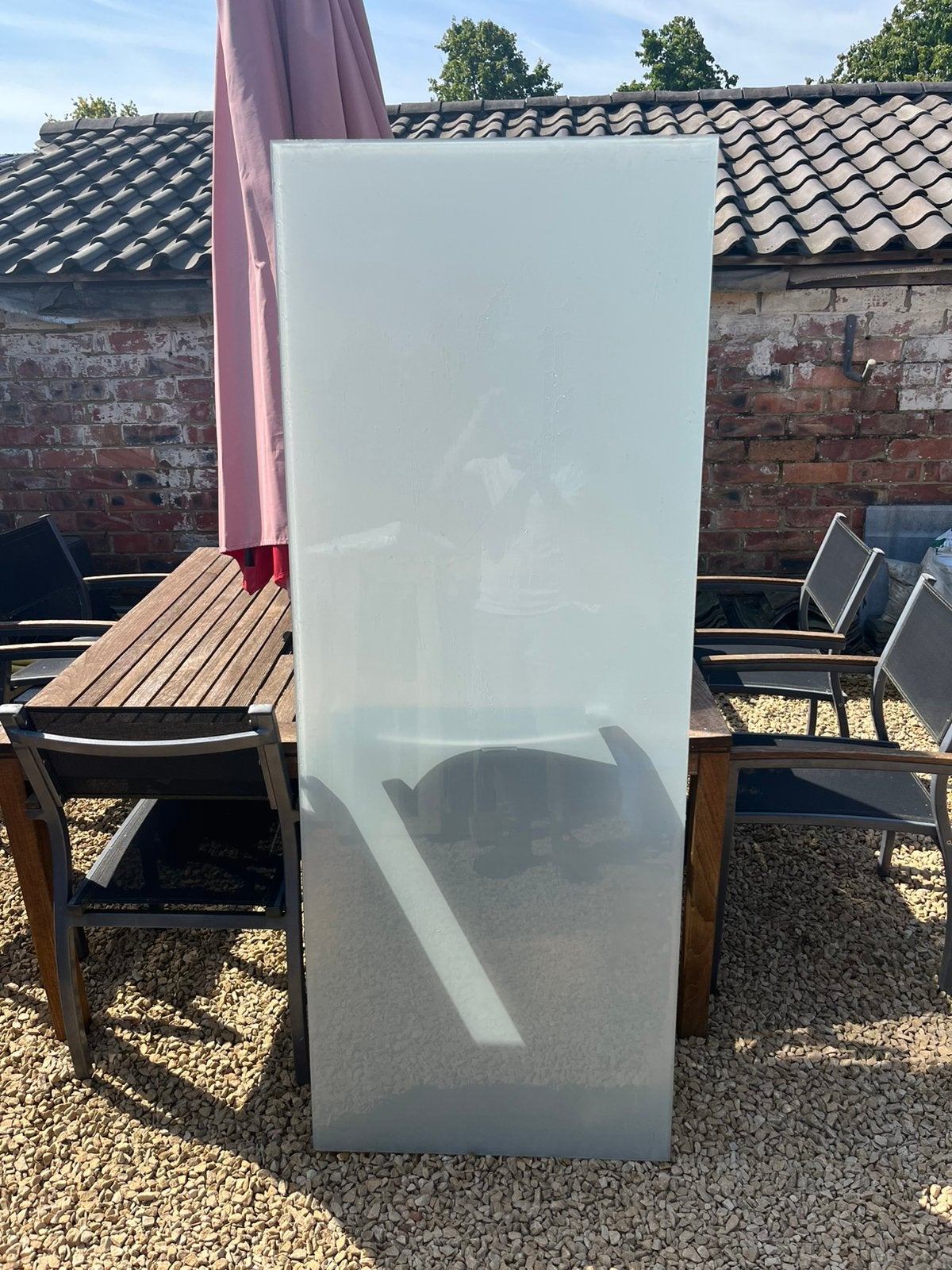 Douchewand melkglas 68cm x 180cm, Ophalen, Gebruikt