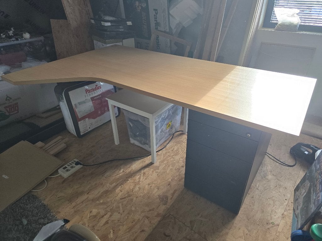 Bureel met ladeblok, Ophalen, Zwart, Gebruikt, Hout