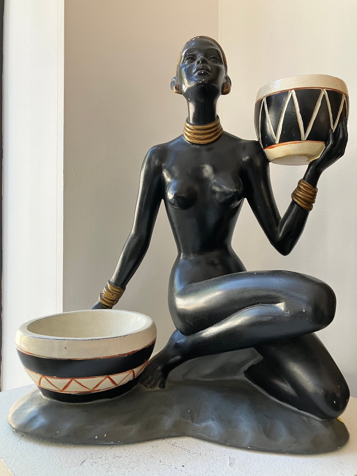 Art deco beeld Salvatore Melani (1902-1934) Jonge Afrikaanse, Antiquités & Art, Enlèvement, Art deco, Statue