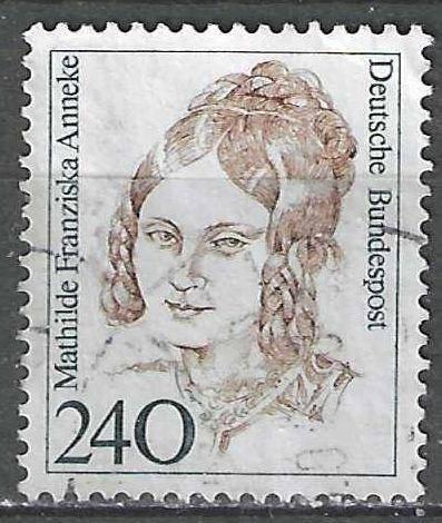 Allemagne Bundespost 1988 - Yvert 1224 - Femme célèbre (ST), Envoi, Affranchi