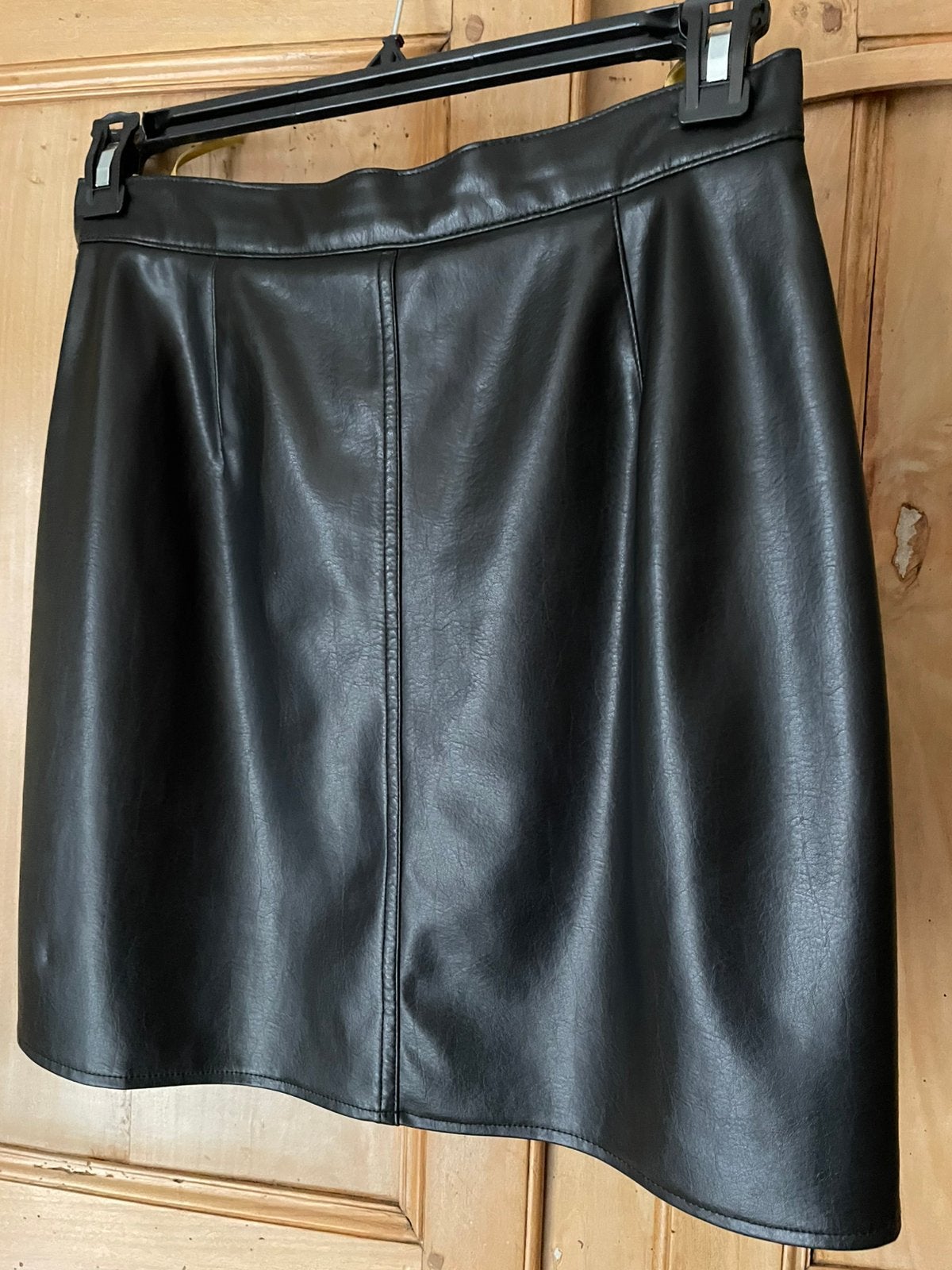 Vintage kunstlederen rechte rok met split, Vêtements | Femmes, Jupes, Taille 42/44 (L), Enlèvement ou Envoi, Au-dessus du genou