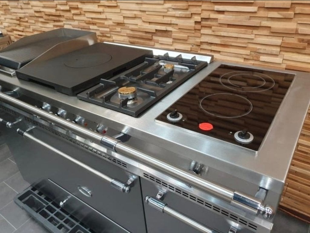 Luxe Lacanche Fornuis 150cm rvs Coupe de Feu Grill, Ophalen, 60 cm of meer, Zo goed als nieuw, Energieklasse A of zuiniger