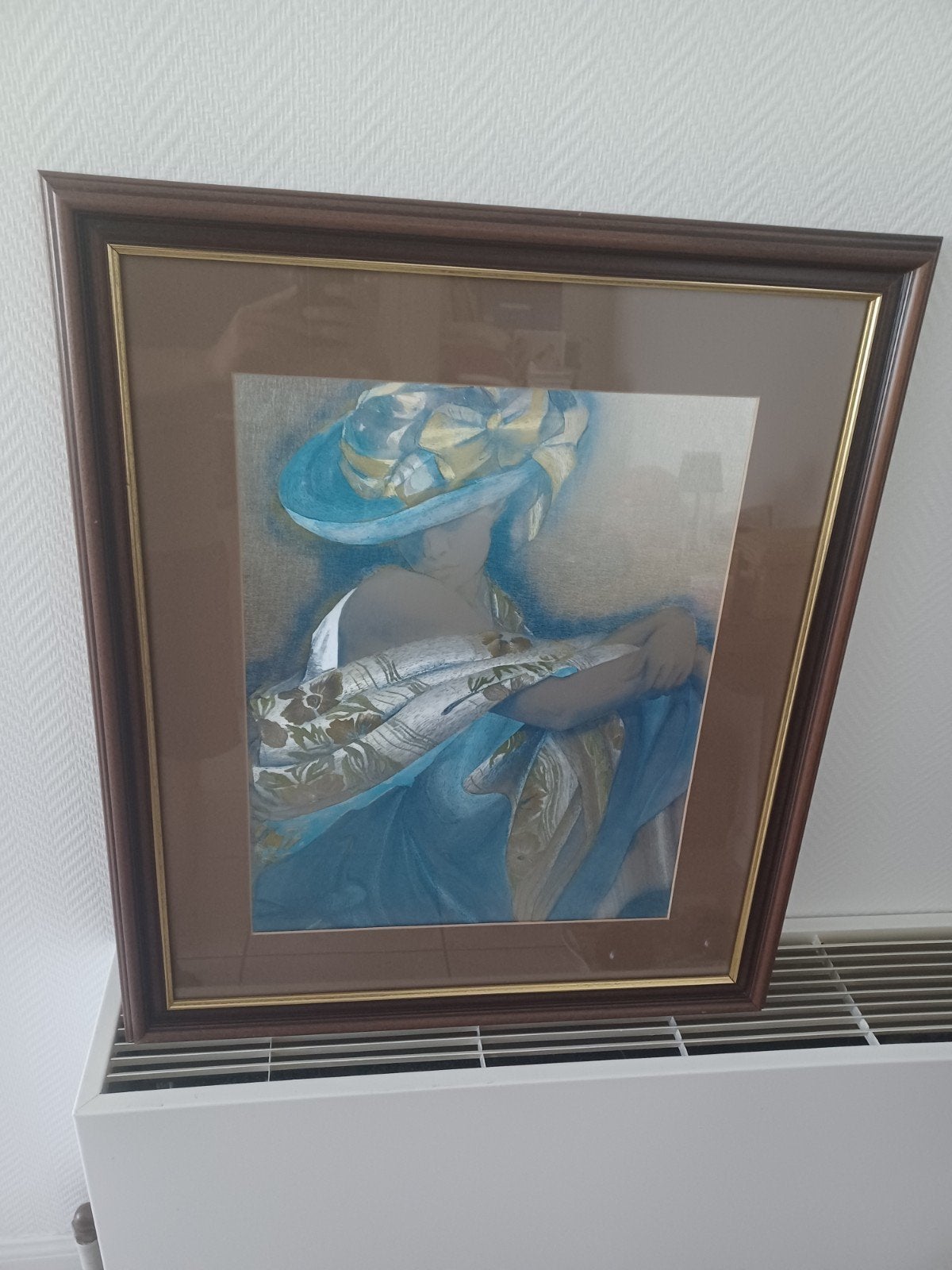 Foil art vrouw met hoed in houten kader, groot model, Ophalen