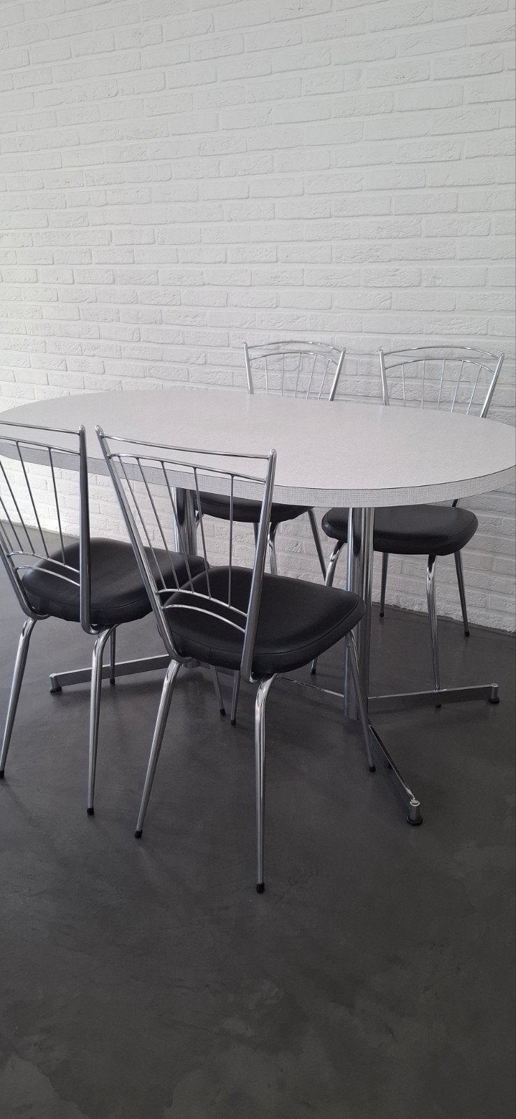 retro eettafel set - tafel met 4 stoelen - chroom zwart, Ophalen