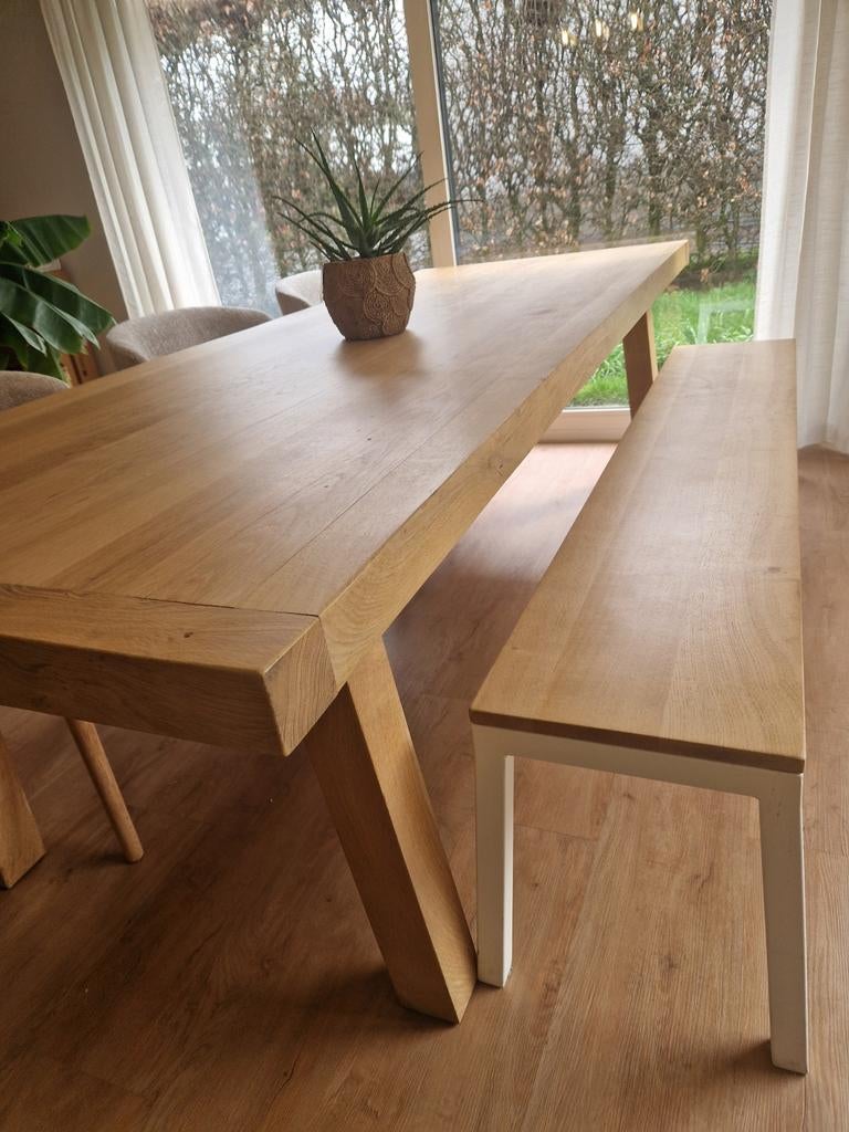 Tafel + bank massief eik, Enlèvement