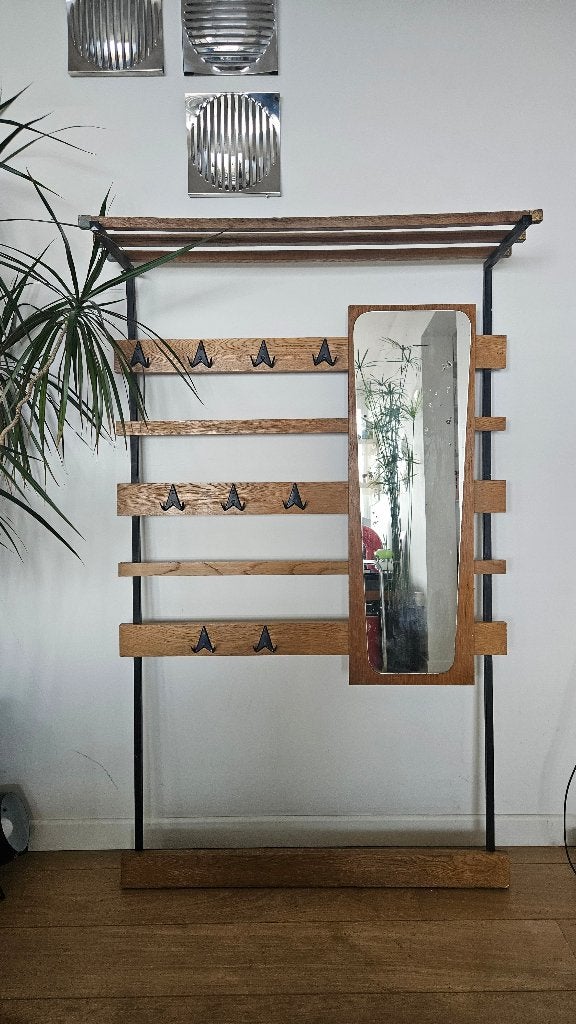 Porte-manteau mural mid-century, Enlèvement, Utilisé, Bois, Portemanteau mural