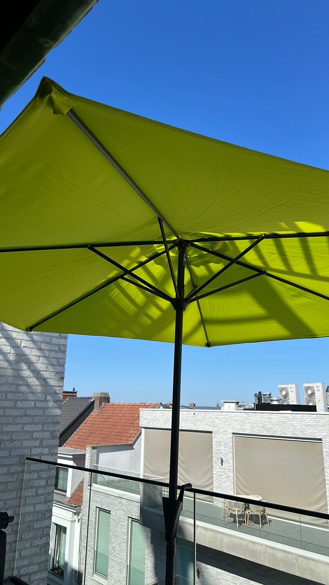 Parasol groen 3 m, Tuin en Terras, Ophalen, Zo goed als nieuw