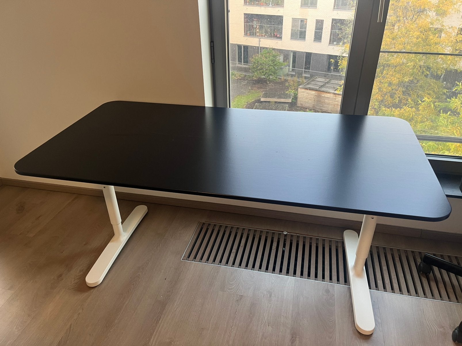Zwarte bekant bureau ikea 160 x 80, Ophalen, Zwart, 160 cm, Gebruikt