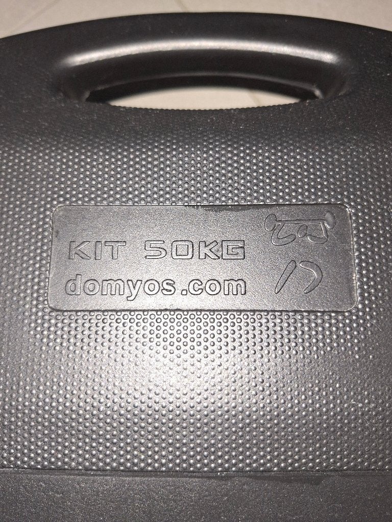Domyos 50kg halterset, Sport en Fitness, Fitnessmaterialen, Ophalen, Zo goed als nieuw, Armen, Halterset