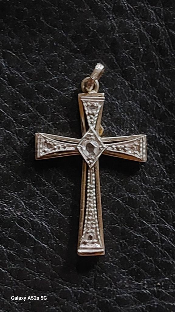 Art Déco, croix ancienne en or., Enlèvement ou Envoi, Or
