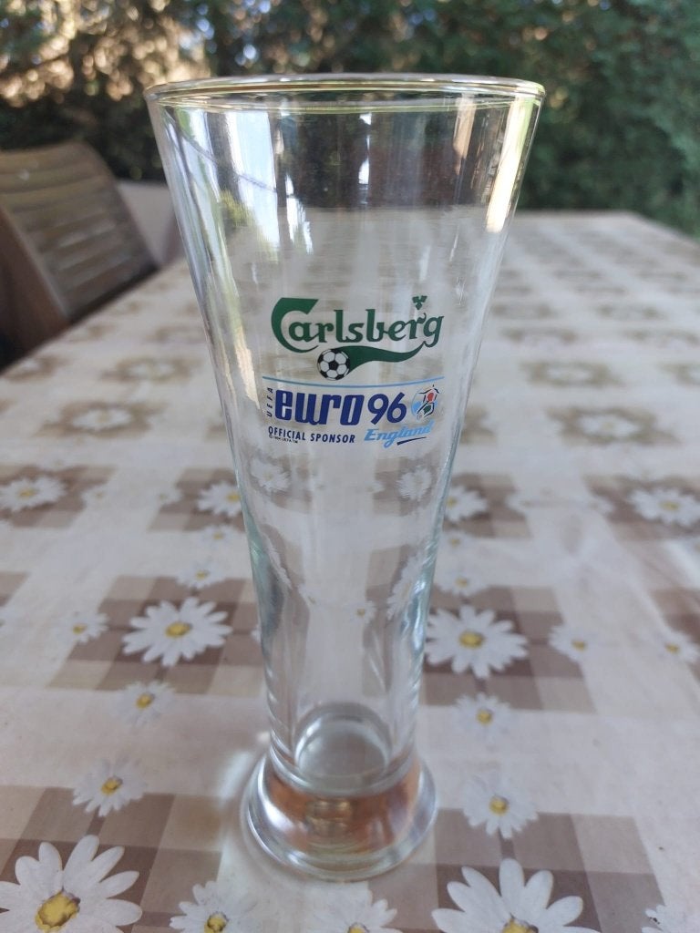 Bierglas Carlsberg 'Euro 96' 0,25 liter, Ophalen of Verzenden, Zo goed als nieuw, Glas of Glazen, Overige merken