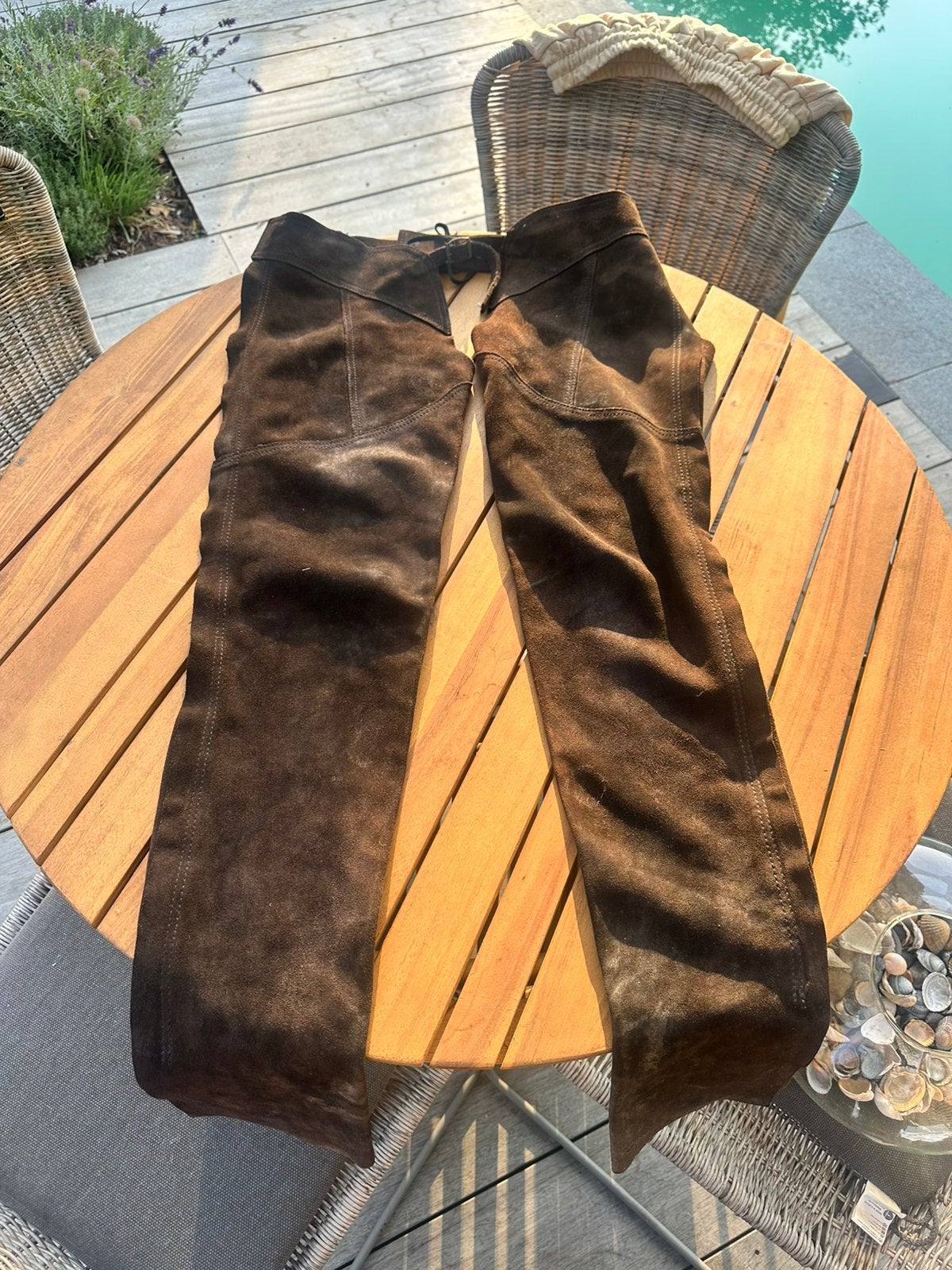 Lange chaps leder S, Dieren en Toebehoren, Paardrijkleding, Ophalen, Zo goed als nieuw, S