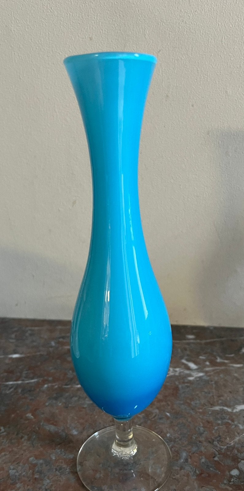 Vase verre soufflé bleu dégradé, Enlèvement, Comme neuf, Bleu, Verre