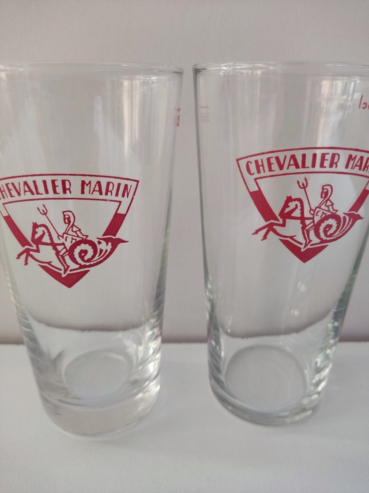 Set de 2 verres à bière vintage Chevalier Marin Malines — Pr, Enlèvement, Comme neuf, Verre à bière