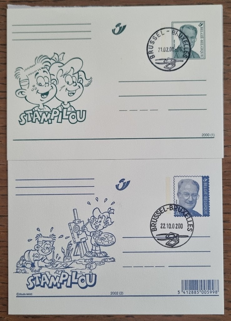 2 x Carte Postale Stampilou 2000 et 2002 1er jour, Collections, Envoi, 1980 à nos jours