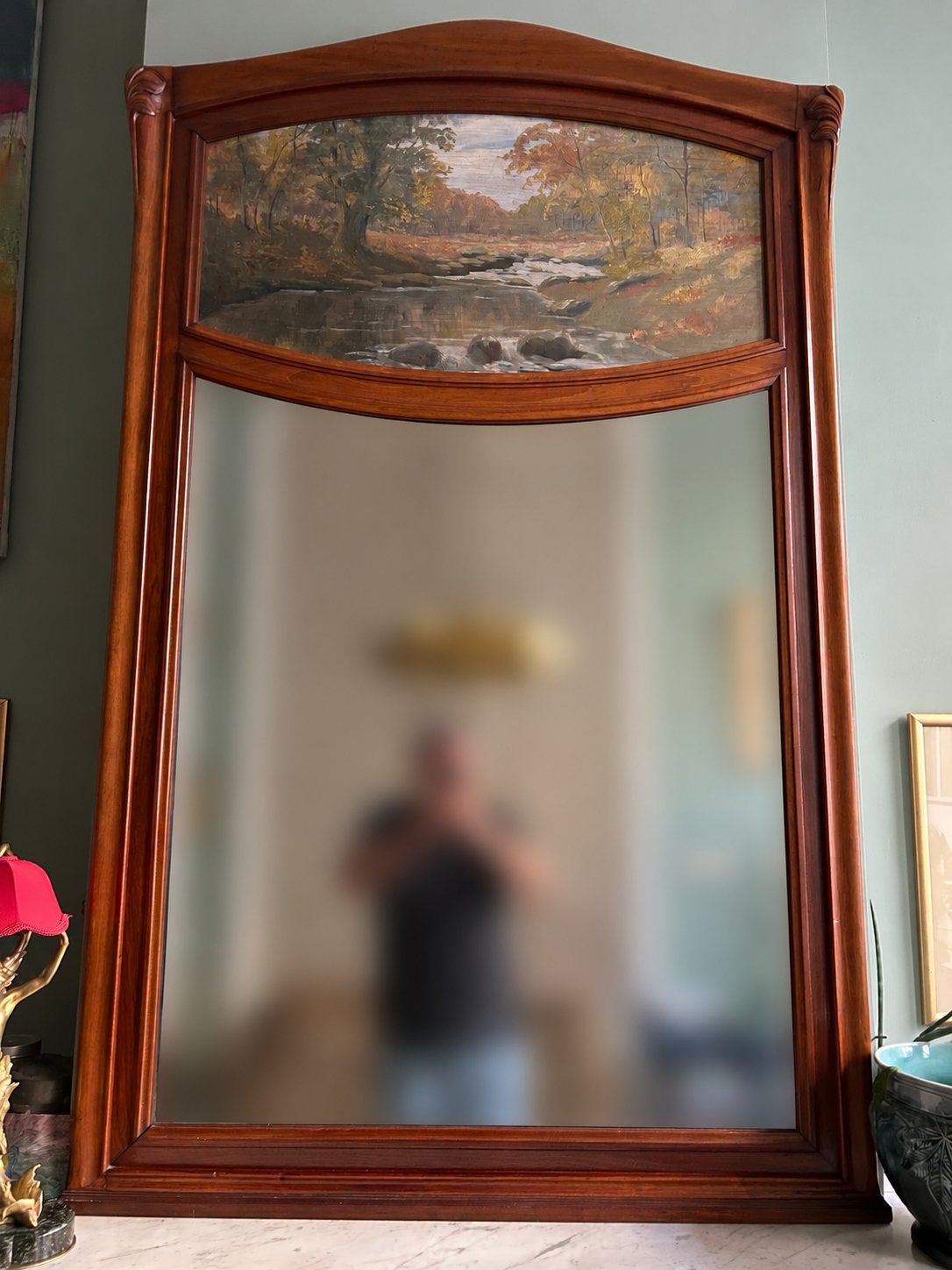 Miroir de cheminée Art nouveau, grand miroir, 1900, Antiquités & Art, Enlèvement, Rectangulaire, 100 à 150 cm, 150 à 200 cm