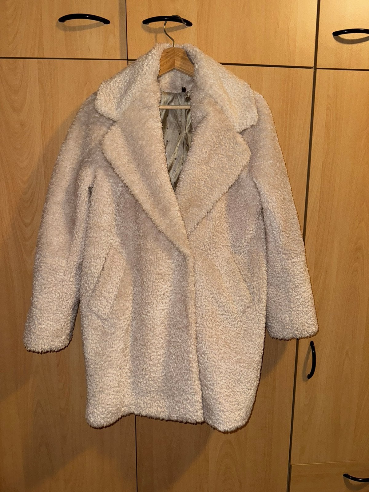 100% laine de mouton véritable - manteau en laine beige, Enlèvement ou Envoi, Neuf, Taille 36 (S), Beige