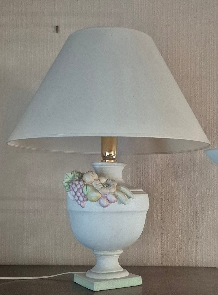 Vintage Keramische Tafellamp met fruit-reliëf (Pastel), Ophalen