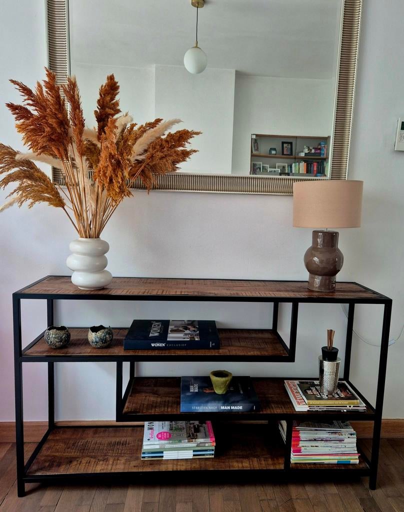 dressoir / vakkenkast – Mangohout & metalen frame, Huis en Inrichting, Tafels | Sidetables, Ophalen