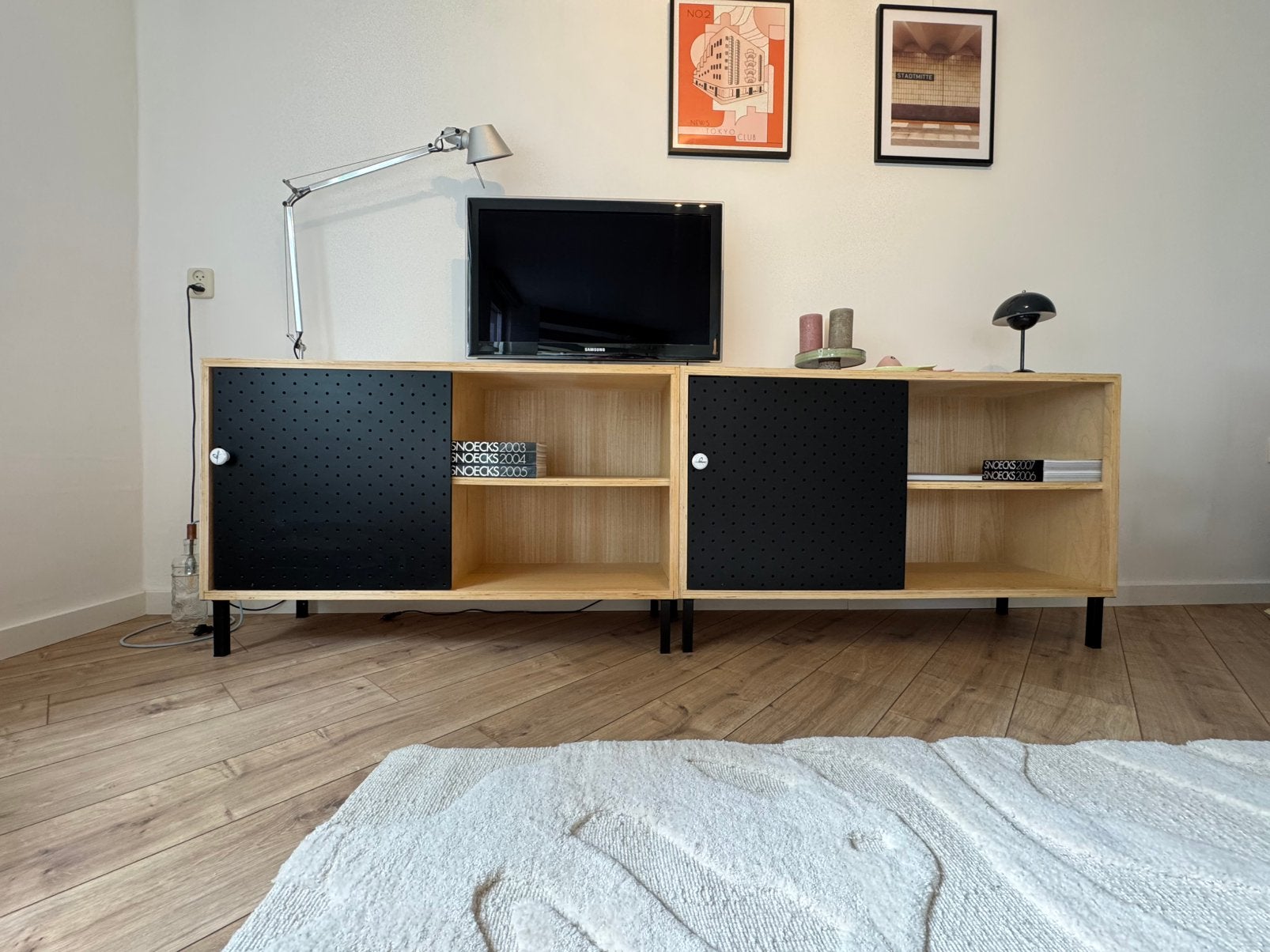 Meuble TV industriel tendance, buffet en bois, Maison & Meubles, Enlèvement, Comme neuf