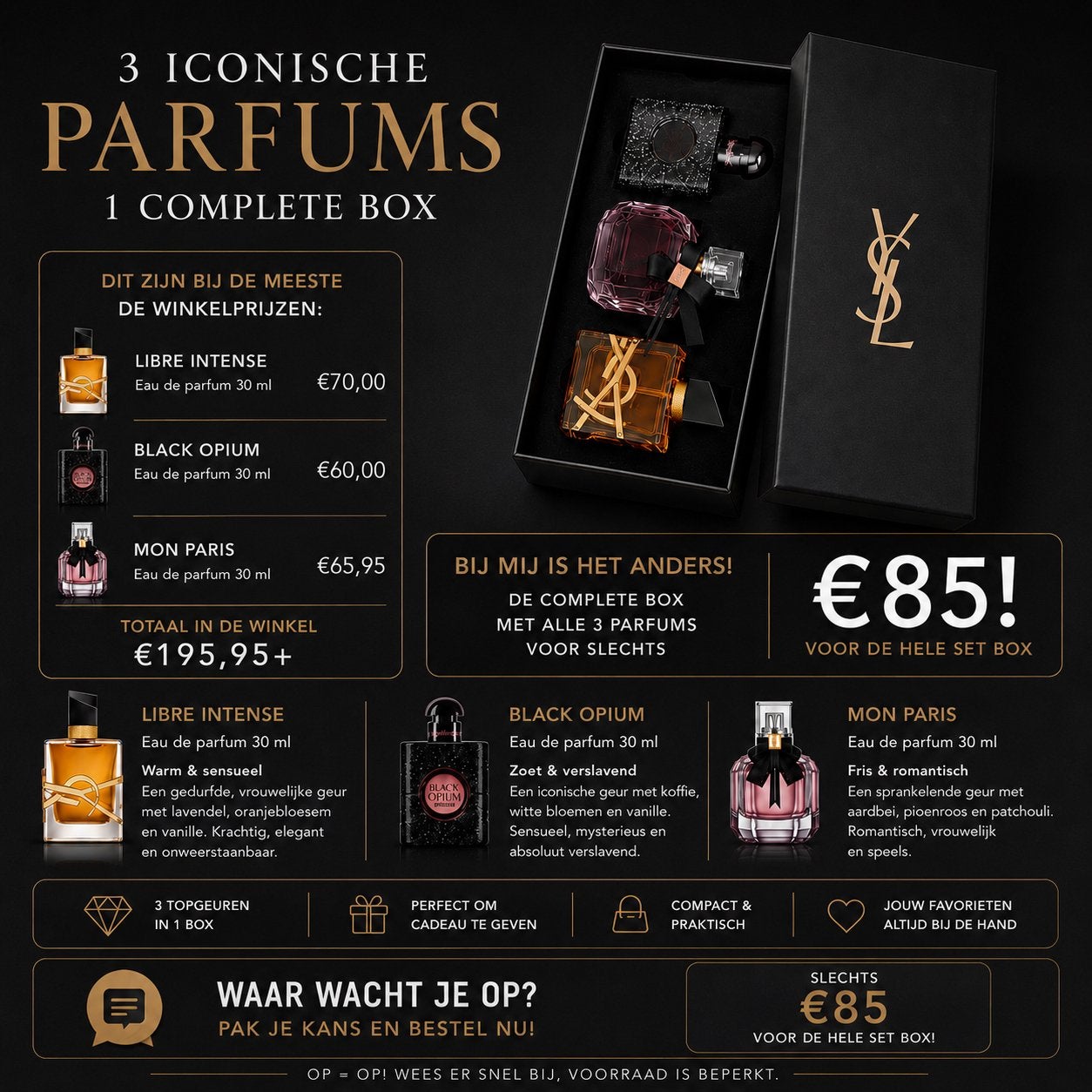Nieuwe luxe Parfumbox – 3 x 30 ml, Handtassen en Accessoires, Uiterlijk | Parfum, Ophalen, Nieuw