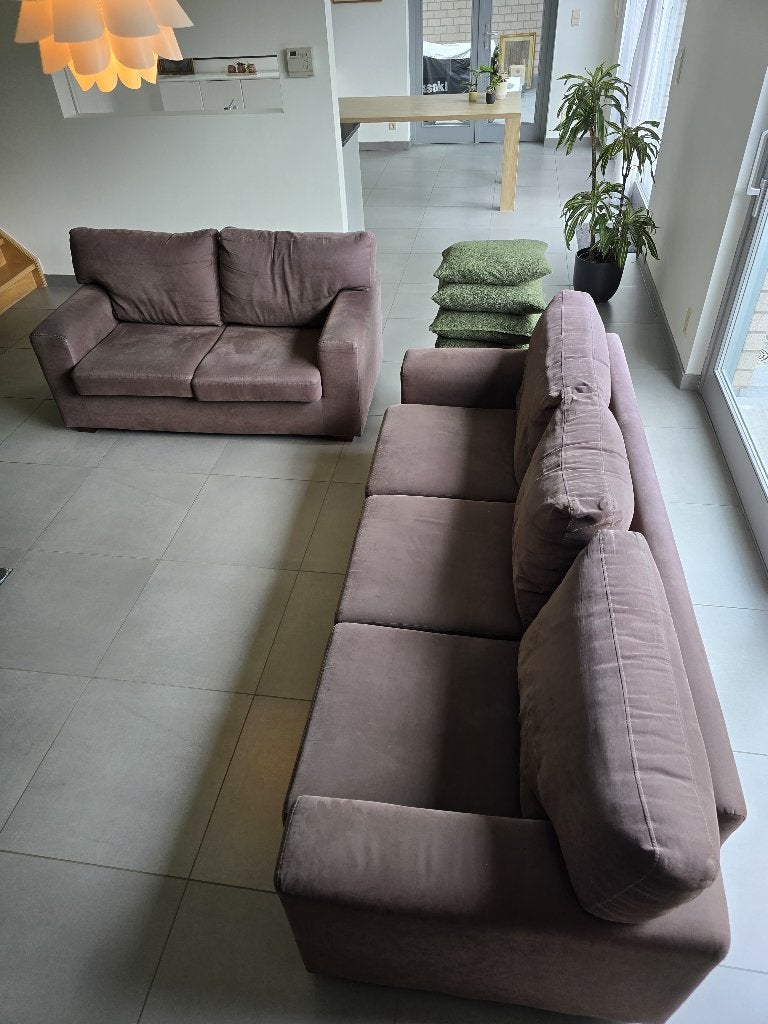 Bruin salon met 4 kussens, Enlèvement, Utilisé