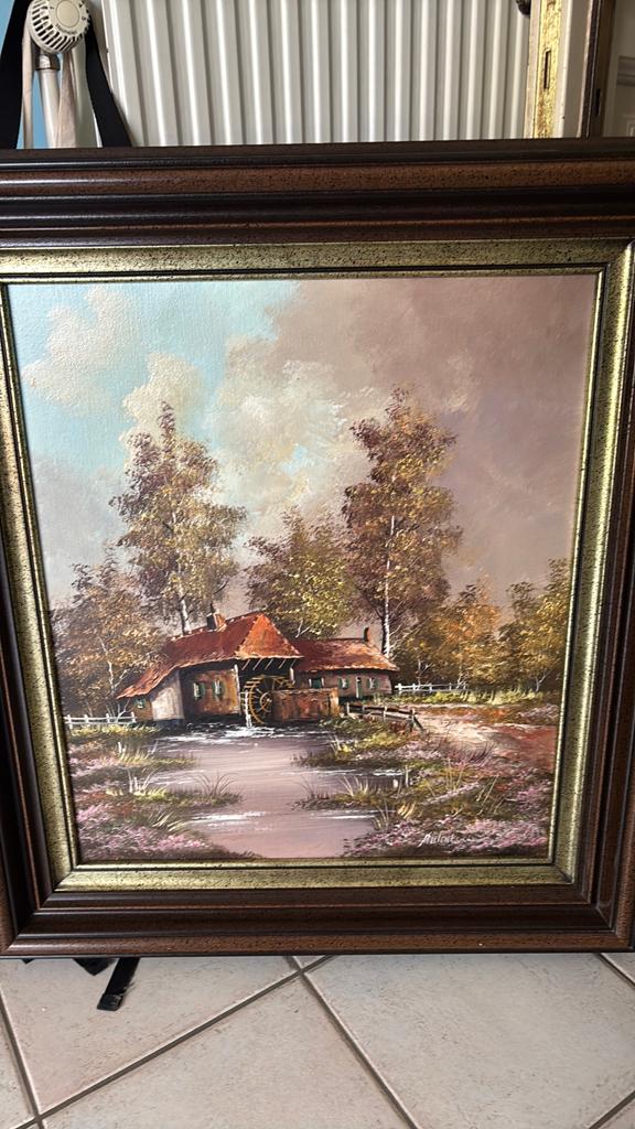 Schilderij op doek van R Wolters, Enlèvement