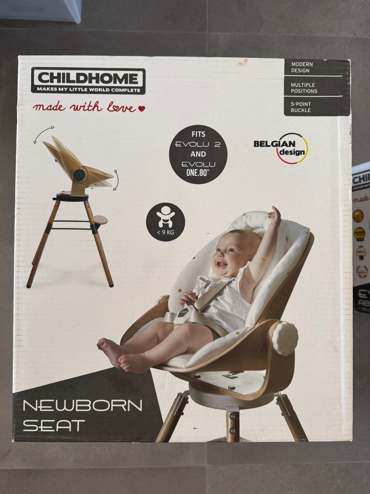 Childhome Newborn seat + evolu one.80*, Kinderen en Baby's, Ophalen, Gebruikt, Meegroeistoel, Aanschuifbaar