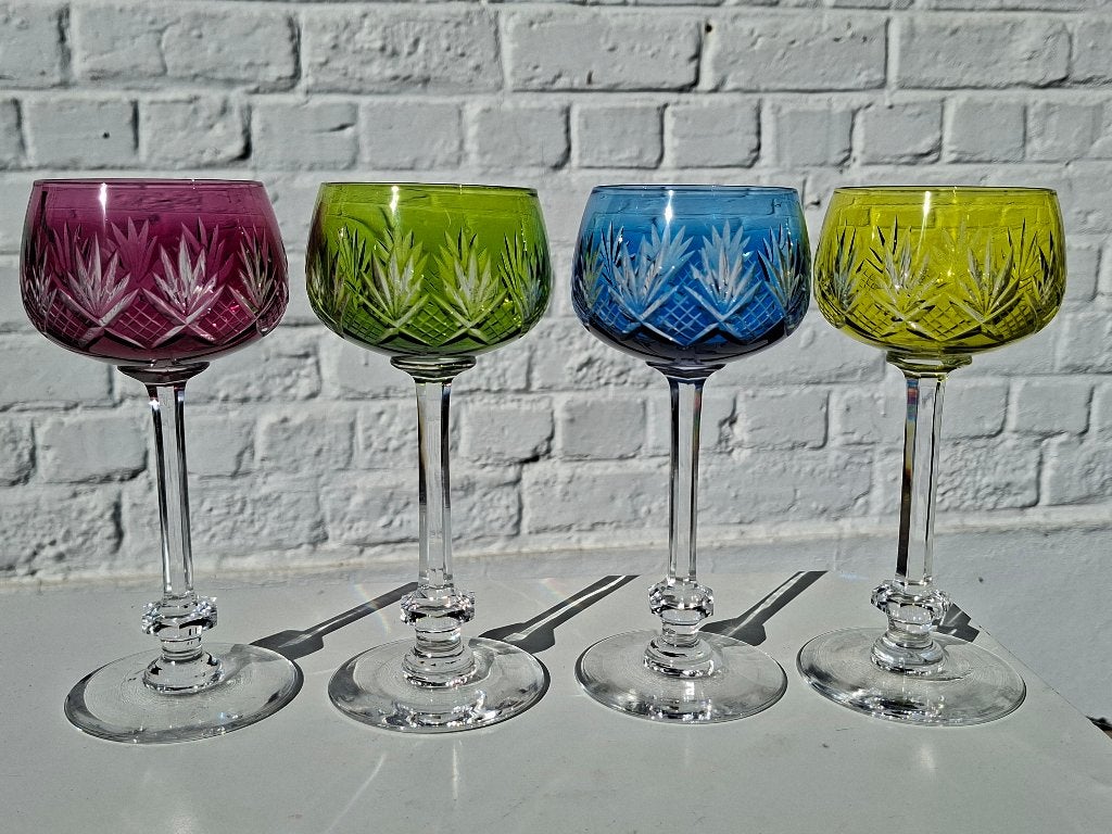 4 verre à vin rouge du Val Saint Lambert, Antiquités & Art, Enlèvement