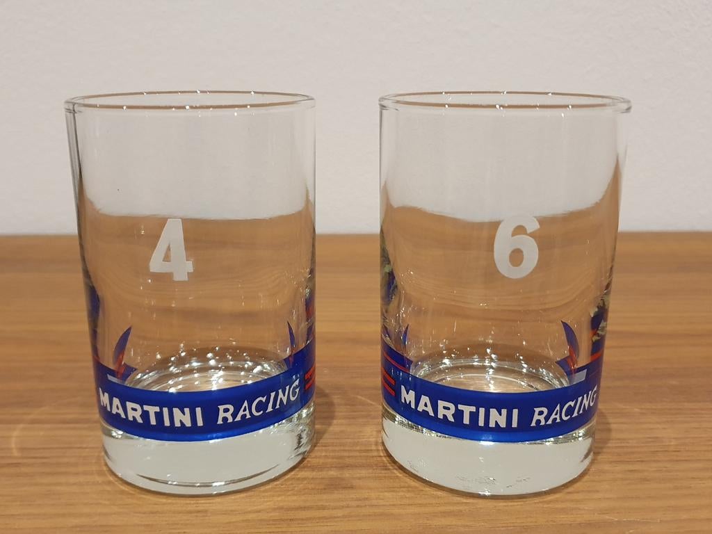 2x vintage Martini racing glazen (nr 4 en 6), Ophalen of Verzenden