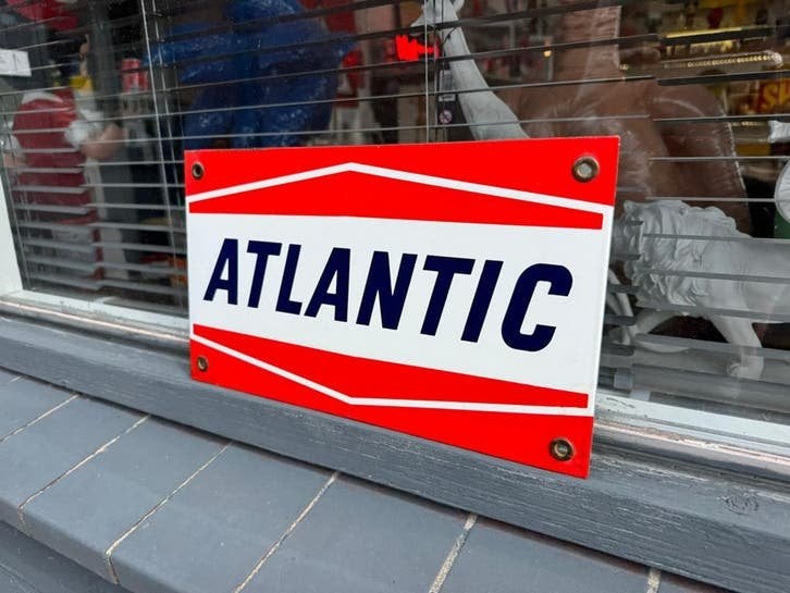 Vintage Atlantic Emaille Reclamebord - Klassiek Garage Decor, Collections