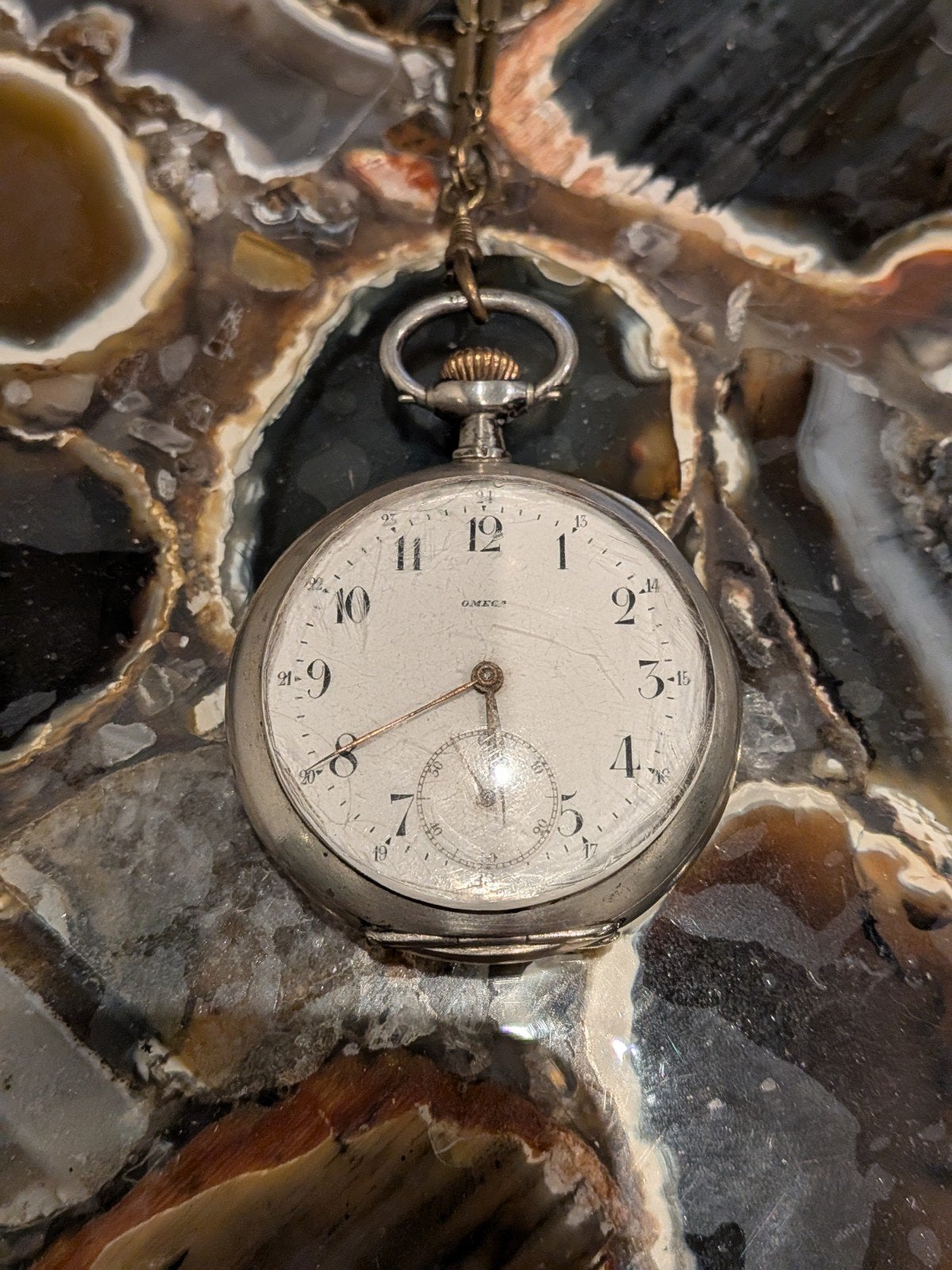 Montre à gousset Omega Argent 0.900 (Grand Prix Paris 1900), Enlèvement ou Envoi, Argent, Montre de poche, Omega