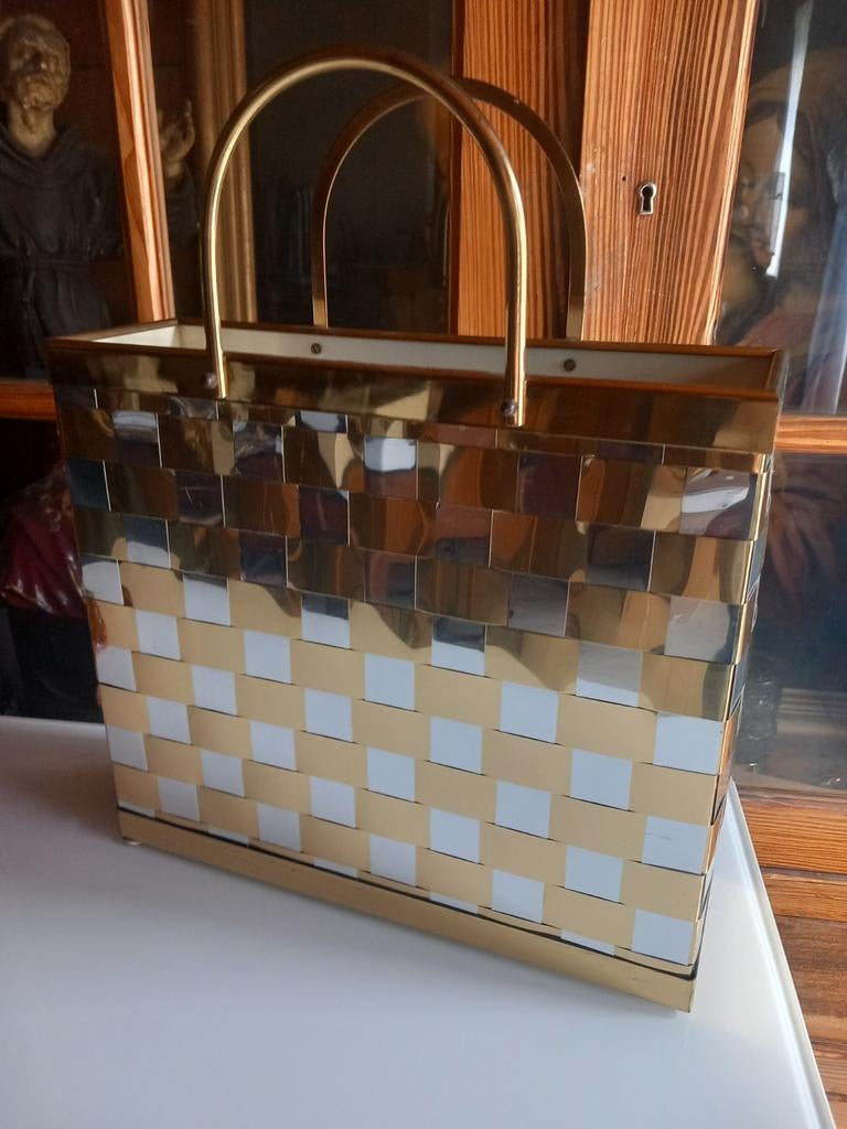 Brass Hollywood Regency handtas tijdschrifthouder Paul Evans, Huis en Inrichting, Ophalen of Verzenden