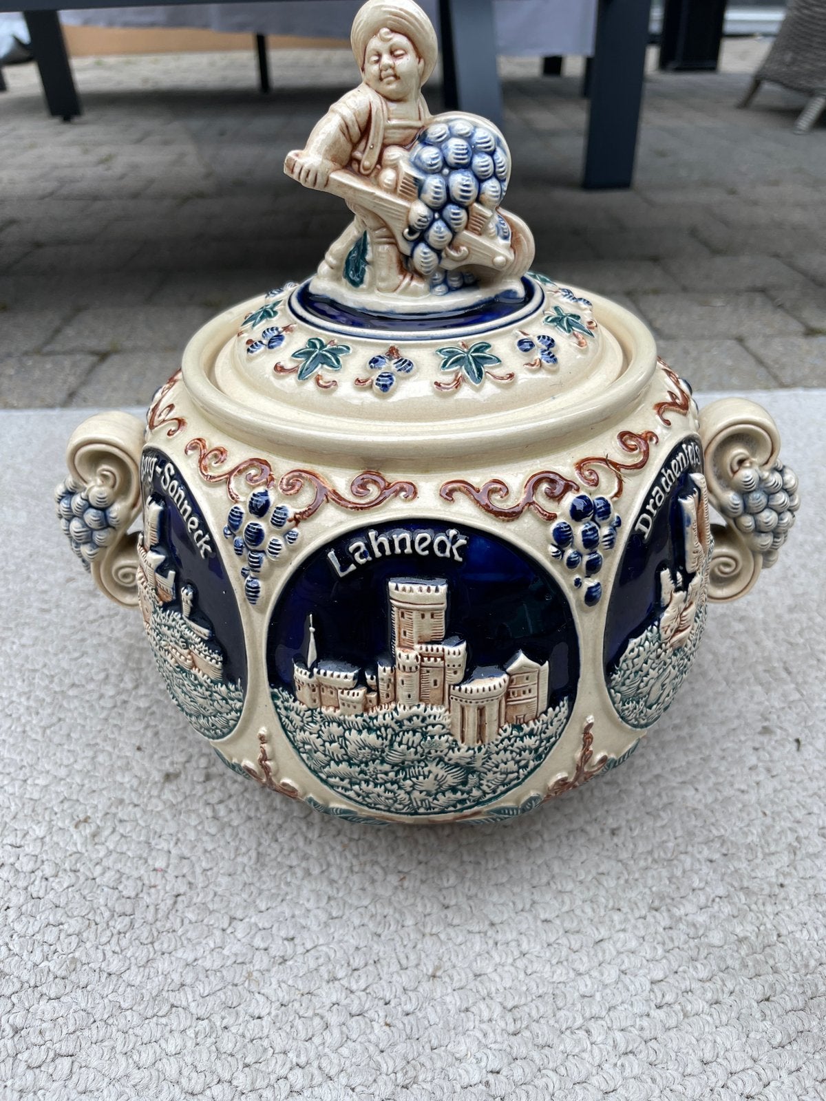 Grote Vintage Duitse Bowle-pot 5L – Rijnkastelen (Model 959), Antiek en Kunst, Ophalen of Verzenden