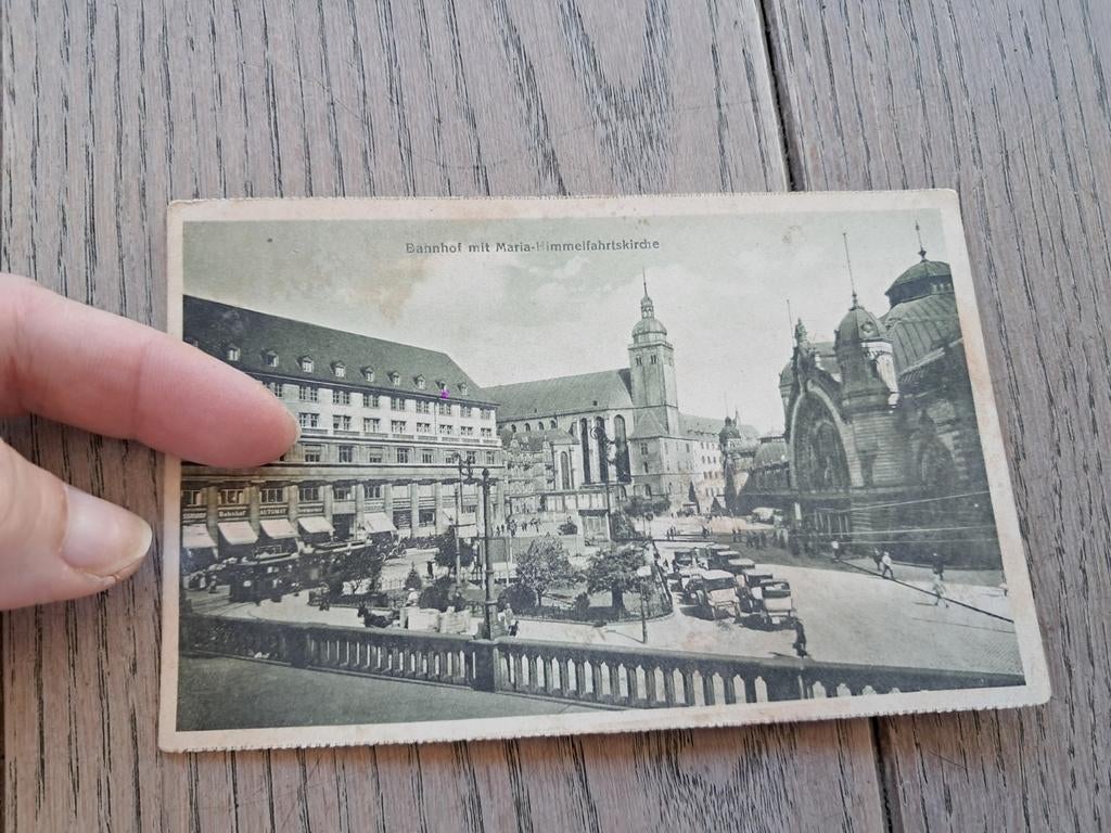 Oude onbeschreven pk, Keulen, station + Maria-Hemelvaartkerk, Ophalen of Verzenden