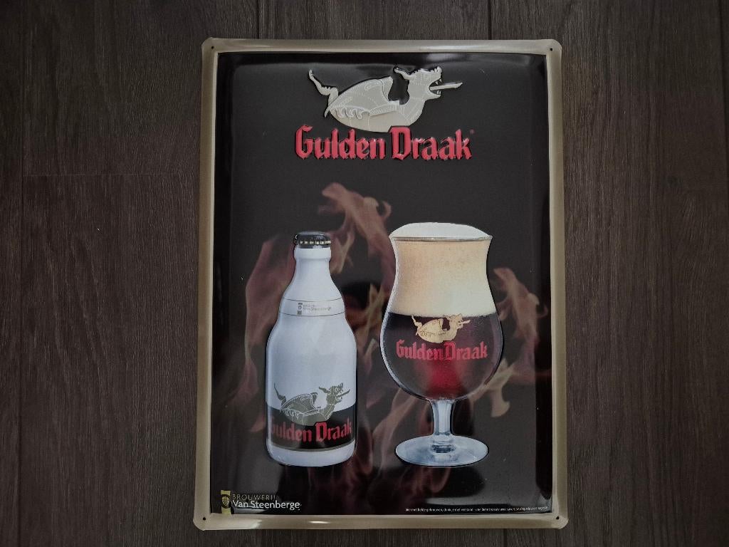 Reclamebord Gulden Draak - Brouwerij Van Steenberge, Verzamelen, Biermerken, Ophalen, Zo goed als nieuw, Reclamebord, Plaat of Schild