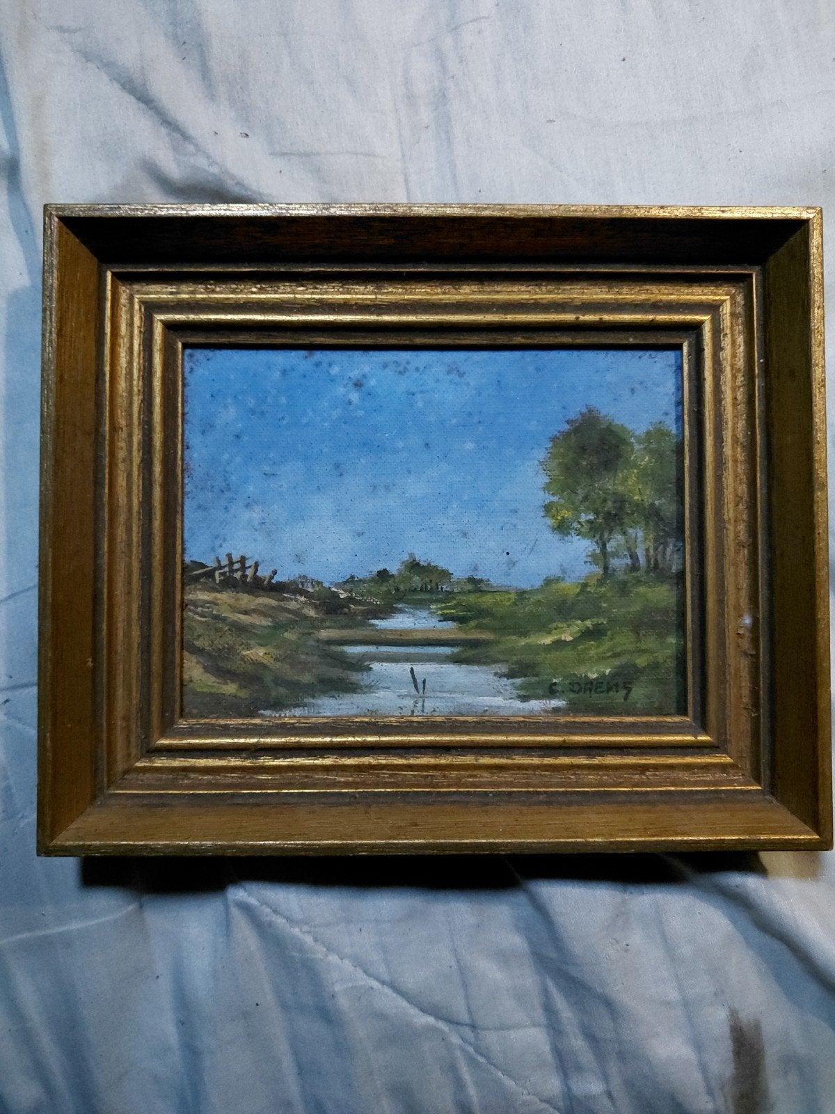 Mini kaders 2 st., Antiek en Kunst, Ophalen, Doek, Klassiek, Handgeschilderd