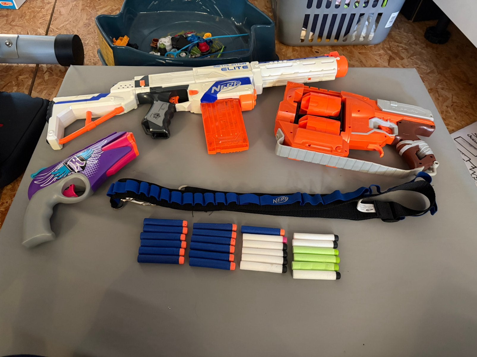3 pistolets Nerf + 24 balles, Enlèvement, Comme neuf