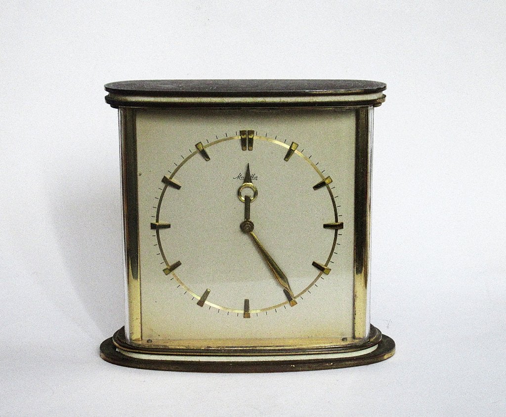Mauthe Vintage bronzen tafelklok W.Germany., Antiek en Kunst, Ophalen of Verzenden