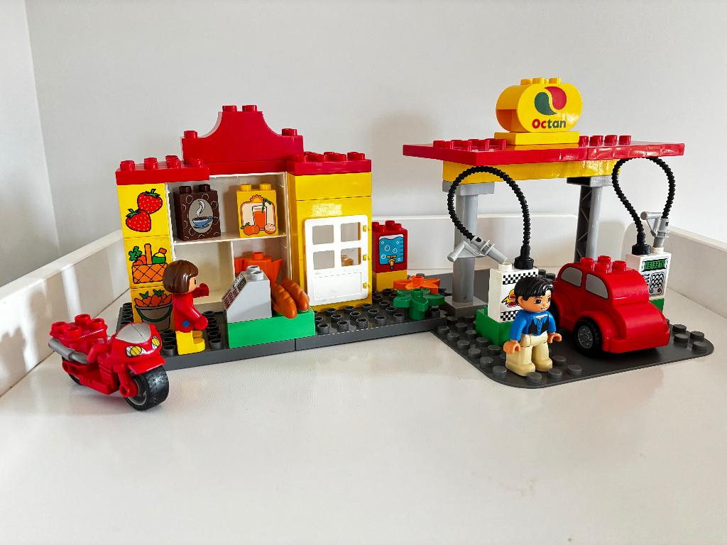 Duplo vrije set tankstation, benzinestation + shop, Ophalen of Verzenden, Gebruikt, Complete set, Duplo