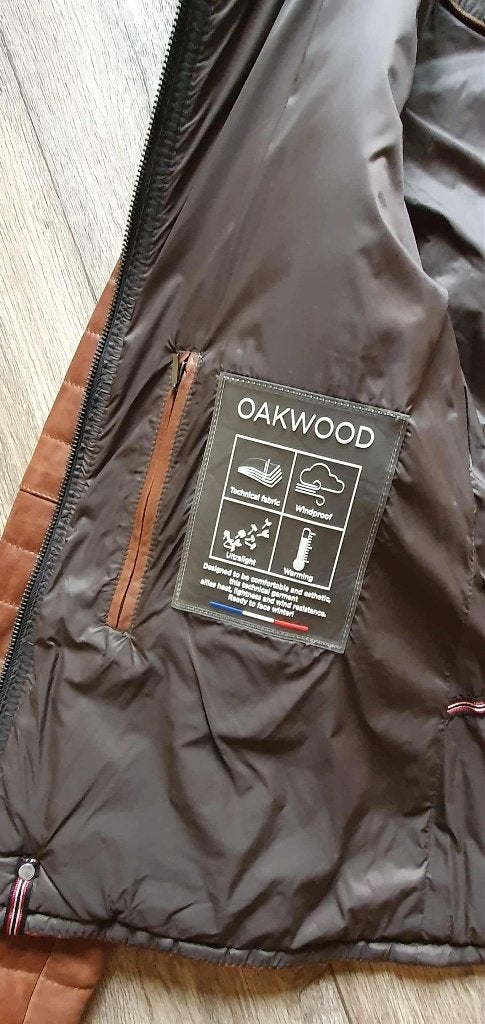 Lederen damesjas Oakwood, Ophalen, Bruin, Maat 42/44 (L), Nieuw